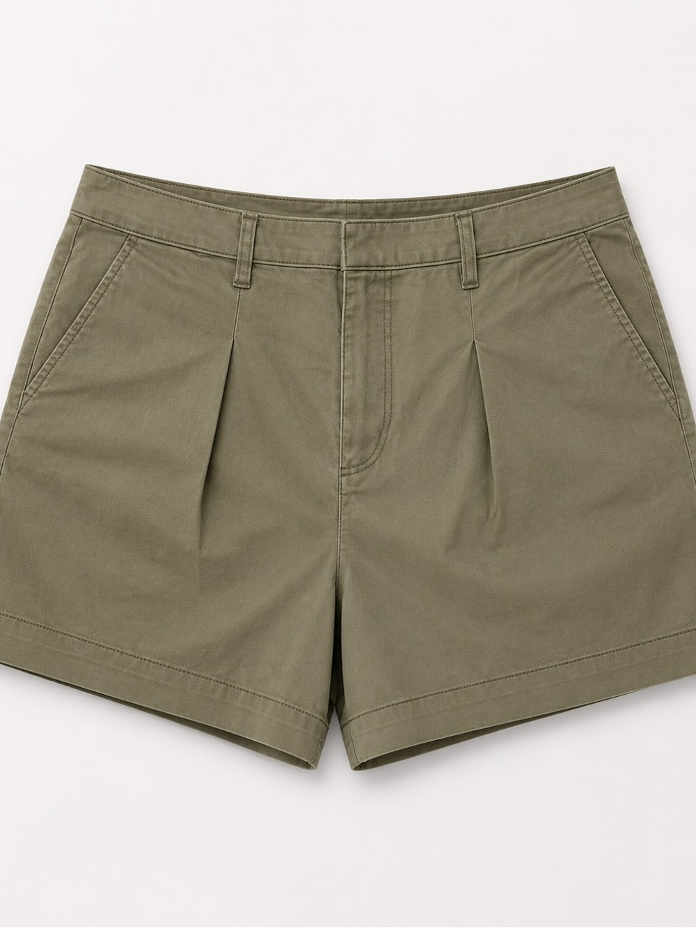 Calvin Klein Jeans Olive Green Pleated Shorts